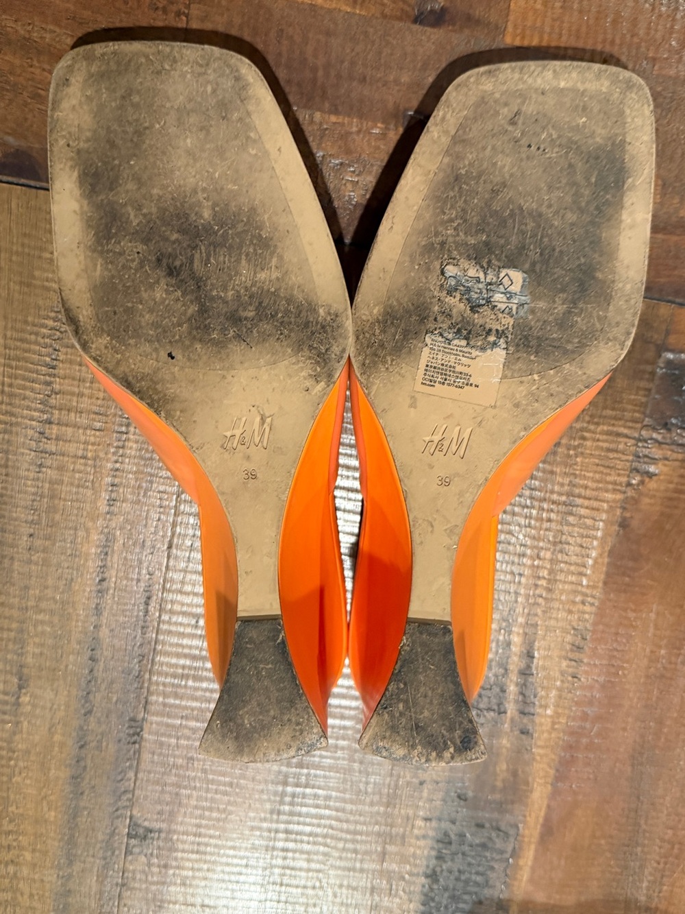 H&M Orange Square-Toe Patent Slide Wedges - Picture 5 of 5